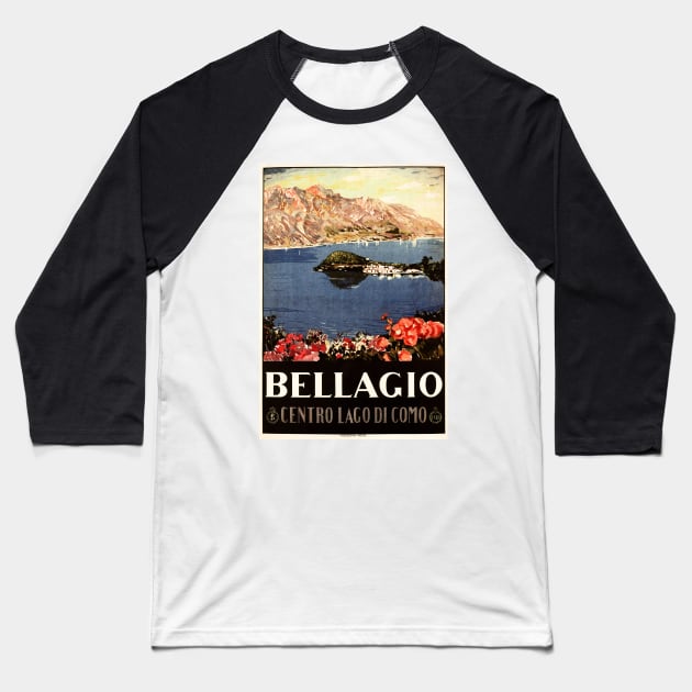 BELLAGIO Lake Como ITALY Holidays Retro Travel Advertising Baseball T-Shirt by vintageposters